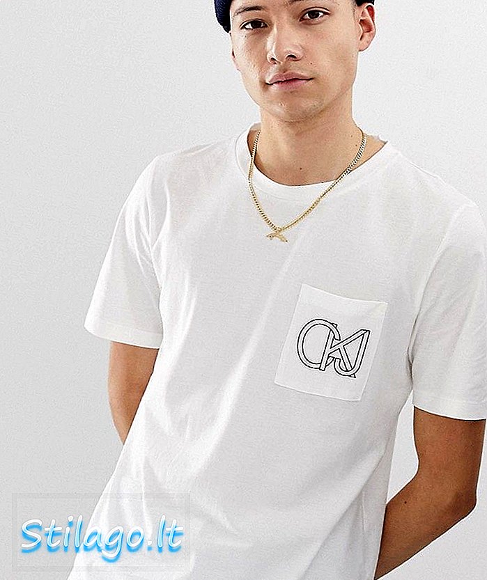 Calvin Klein Jeans grafiskais kabatas krekls-balts