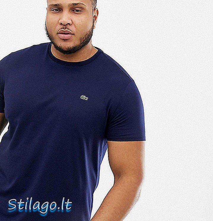 Бавовняна футболка Laimaste Lagoste на шиї в темно-синій формі
