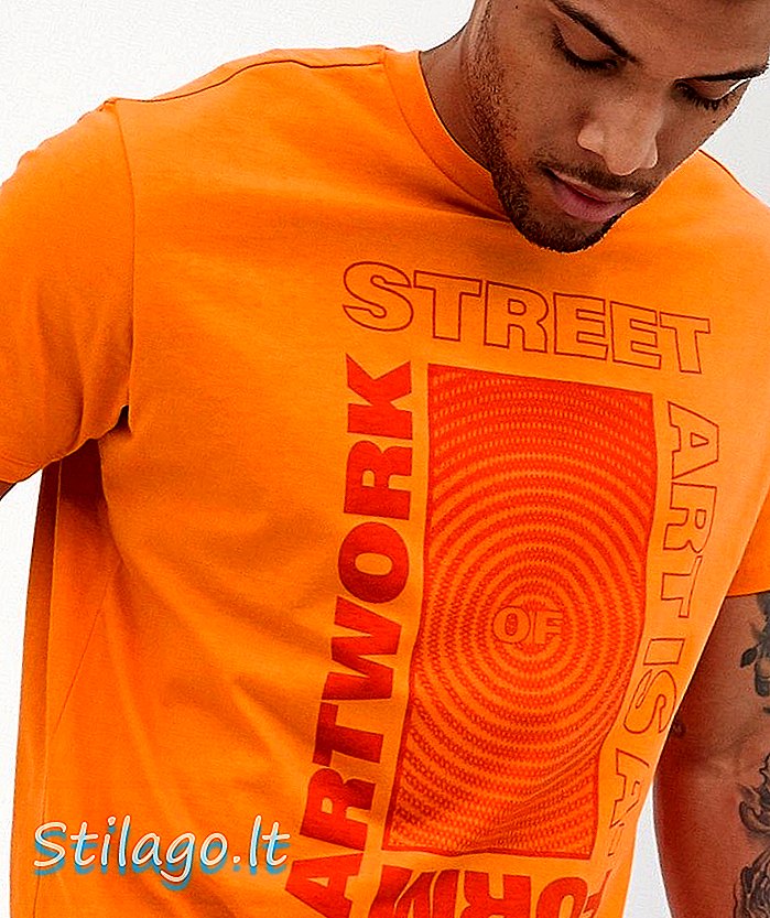Μπλουζάκι Bershka με μπροστινή εκτύπωση σε πορτοκαλί χρώμα