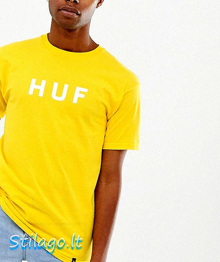 เสื้อยืดโลโก้ HUF Essentials OG เป็นสีเหลือง