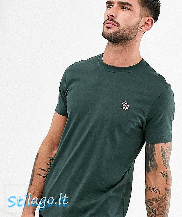 PS Paul Smith, tamsiai žalios spalvos marškinėliai, tinkami zebriniams logotipams