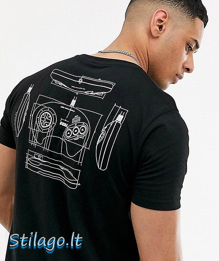 ASOS DESIGN Sega μπλουζάκι με περίγραμμα εκτύπωσης-Μαύρο