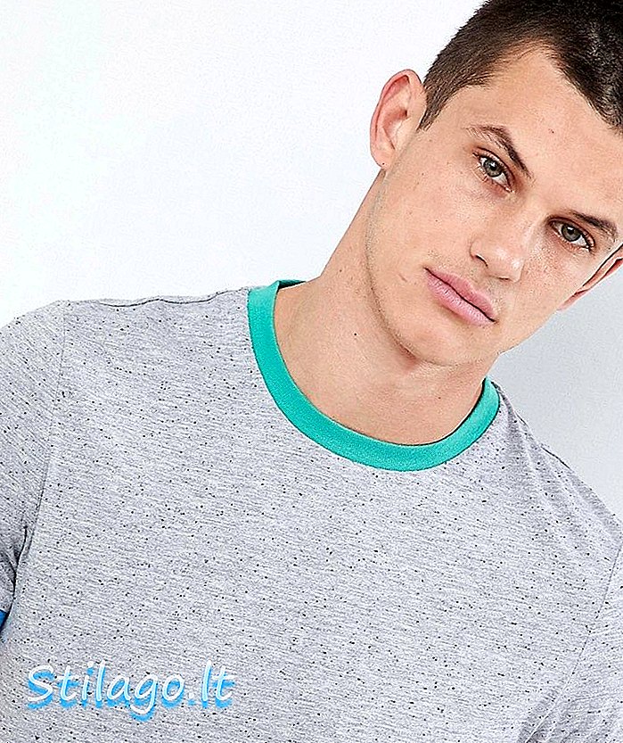 „ASOS DESIGN“ marškinėliai iš tekstūruoto audinio su kontrasto kaklu ir rankogaliais pilkos spalvos