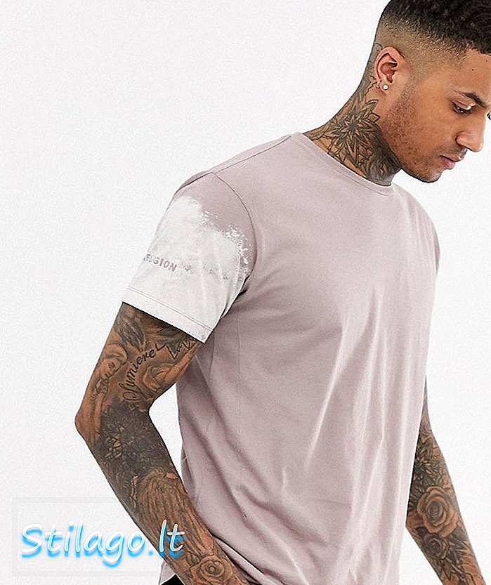 T-shirt χαλαρή εφαρμογή με θραύση με λευκή μπλούζα σε σκονισμένο ροζ χρώμα