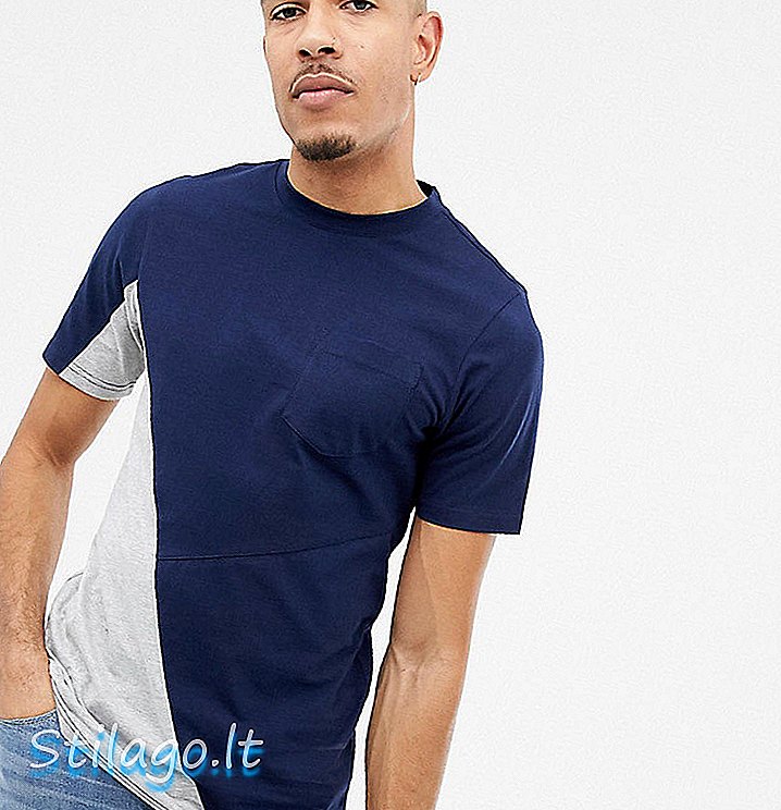 En annen innflytelse TALL Diagonal Pocket T-Shirt-Navy