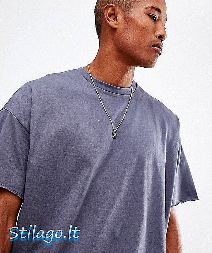 ASOS DESIGN - T-shirt oversize pesante con bordo grezzo grigio