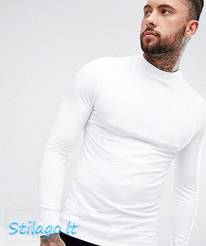 „ASOS DESIGN“ raumenims tinka baltas marškinėlių ilgio rankovių vėžlio kaklas