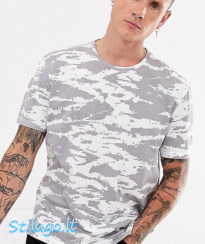 T-shirt AllSaints con stampa mimetica-Bianco