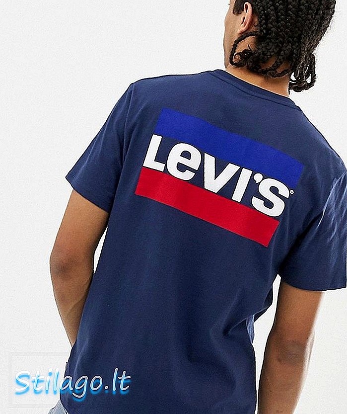 T-shirt con logo frontale e posteriore sportswear di Levi's blu scuro
