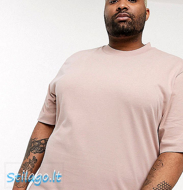 ASOS WHITE प्लस ने गुलाबी रंग की ब्रश वाली कॉटन में फिट टी-शर्ट की देखरेख की