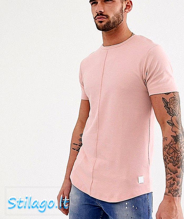 River Island t-shirt dikiş detaylı pembe ile