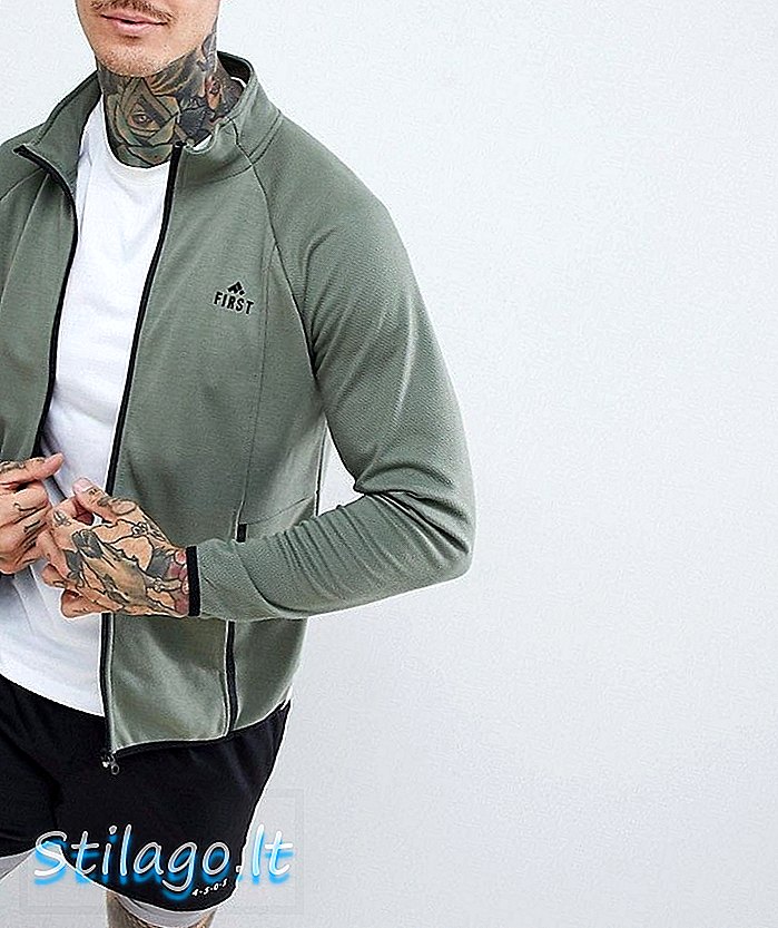 Primera chaqueta de chándal de cuello alto para hombre-Verde