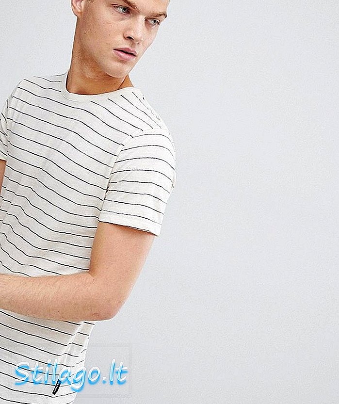 Džersijas T-krekls ar D-veida strīpaini izliektu apakšmalu, garās līnijas apavu, krekls-balts