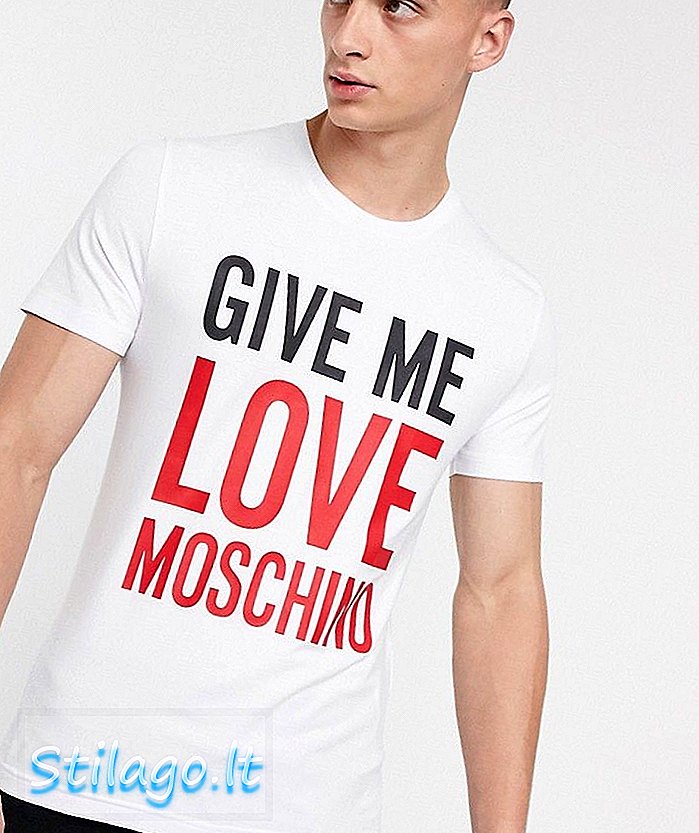 محبت موسچینو مجھے سفید میں محبت کی ٹی شرٹ دے