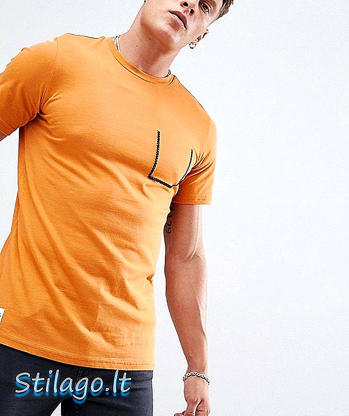 Native Youth stitch pocket t-shirt-Orange