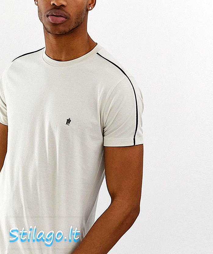 French Connection - T-shirt avec logo rétro à rayures sur les épaules-Multi