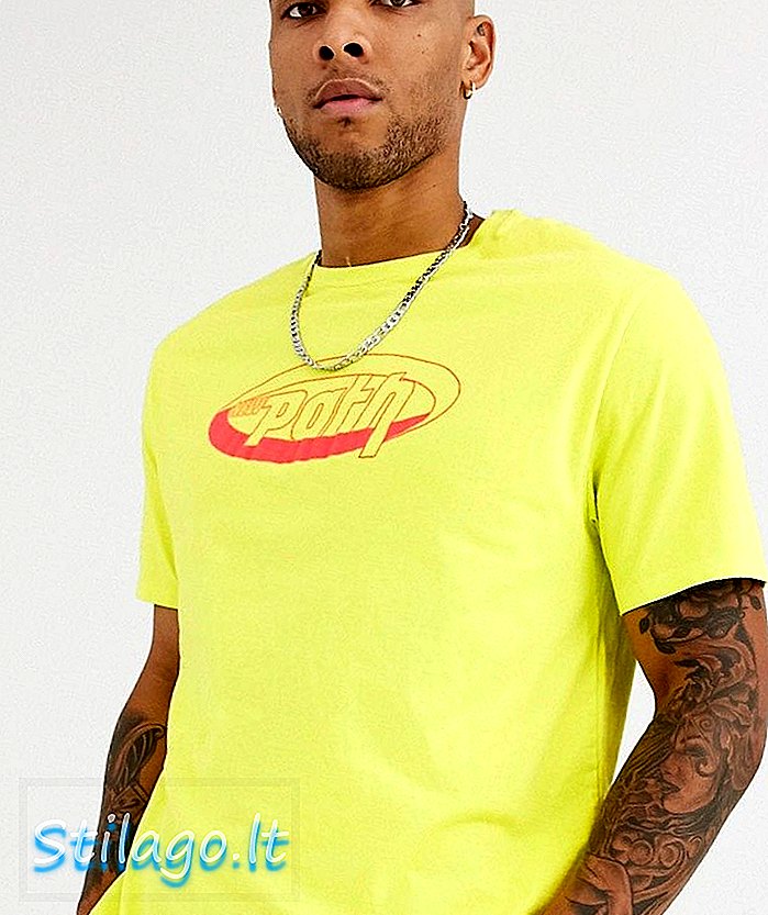 Bershka t-shirt med brysttryk i neongrønt