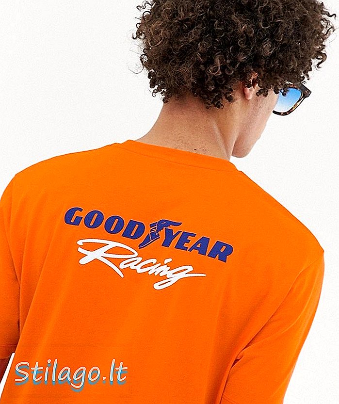 Расслабленная футболка с принтом груди Goodyear оранжевого цвета ASOS DESIGN