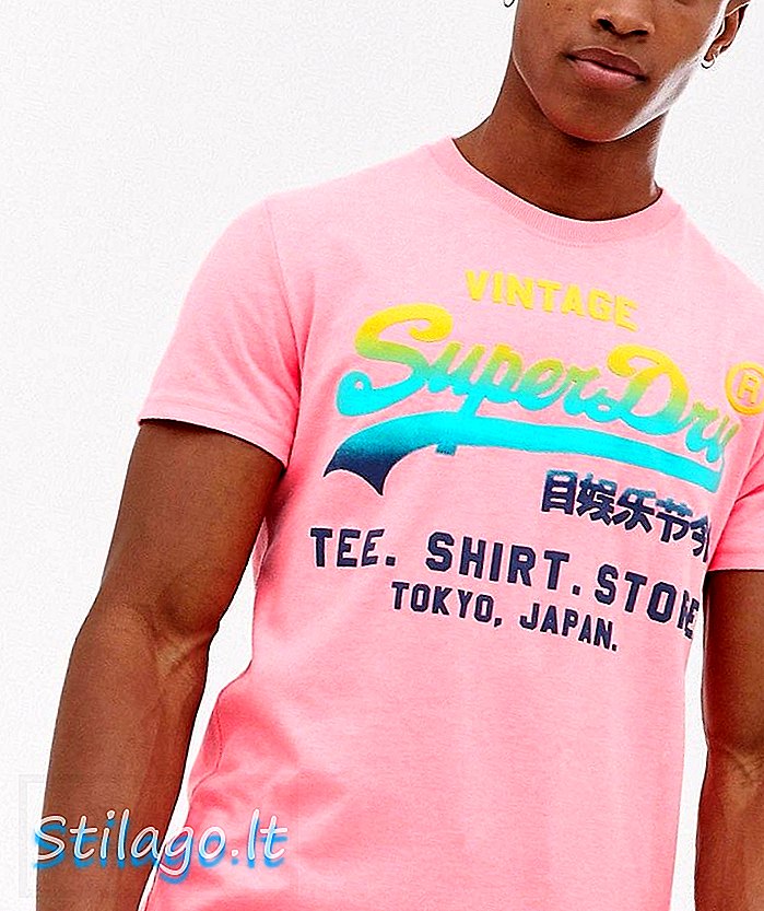 T-shirt-rosa do logotipo do vintage de Superdry