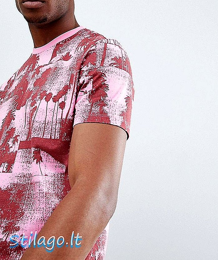 Uvolněné tričko ASOS s celodřevěným potiskem růžové
