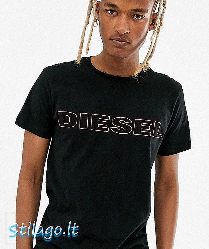 Kaos logo Diesel Umlt-Jake berwarna hitam