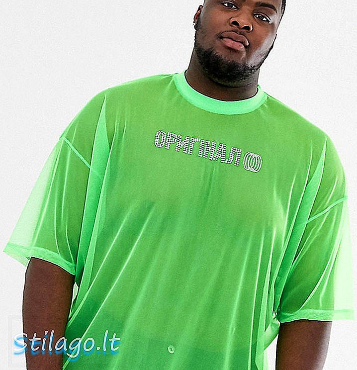 ASOS DESIGN Pluss overdimensjonert t-skjorte er neonmesh med hot fix perleprint-Grønn