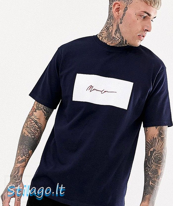 Mennace kortærmet t-shirt med signaturboks logo i marineblå