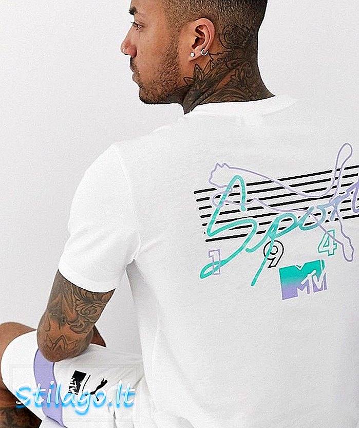 Camiseta con logo de Puma x MTV en blanco-morado