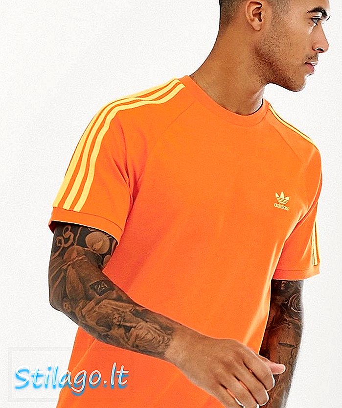 tricou adidas Originals 3 dungi în portocaliu