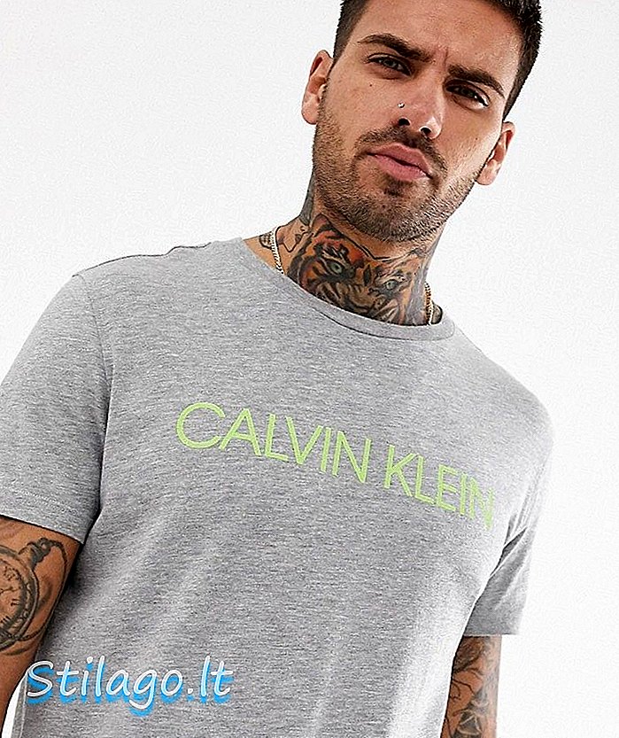 Calvin Klein logotipo paplūdimio marškinėliai iš pilkos spalvos marlos