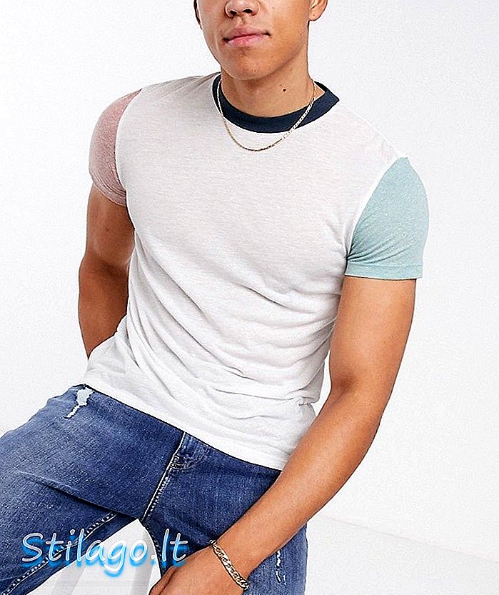 Lininiai marškinėliai „ASOS DESIGN“ su baltomis kontrastinėmis rankovėmis