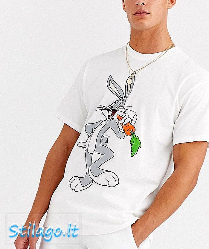 Áo thun pull & Bear Bugs Bunny màu trắng