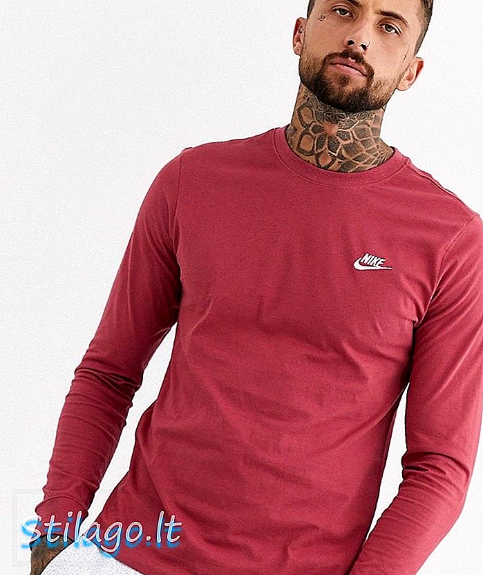 T-shirt de manga comprida Nike Club em vermelho-vinho