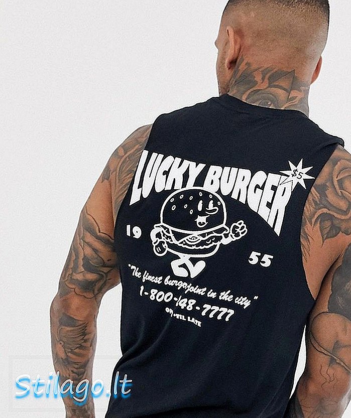 majica boohooMAN-a s burger printom u crnoj boji
