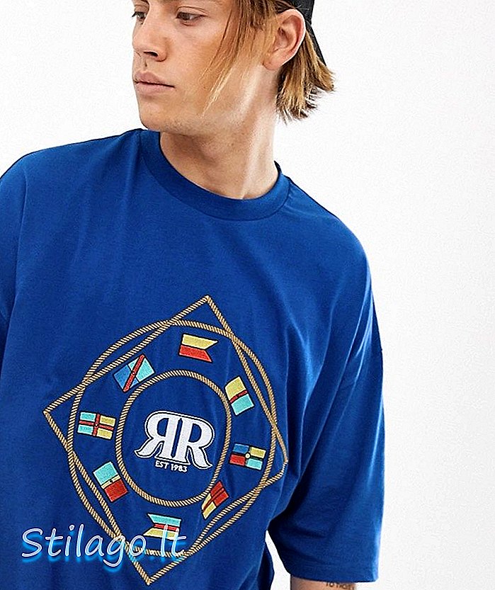ASOS DESIGN överdimensionerad t-shirt med nautisk flagg-broderi-marinblå