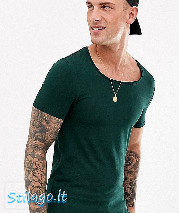 ASOS डिजाइन मांसपेशी हरे रंग में स्कूप गर्दन के साथ टी-शर्ट फिट