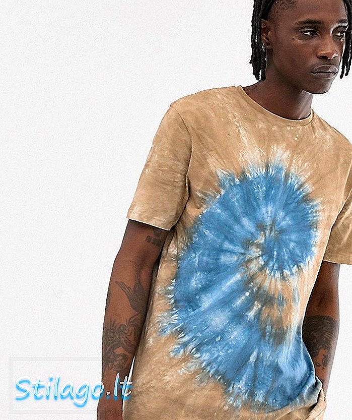 ASOS DESIGN mavi renkte spiral batik desenli rahat t-shirt