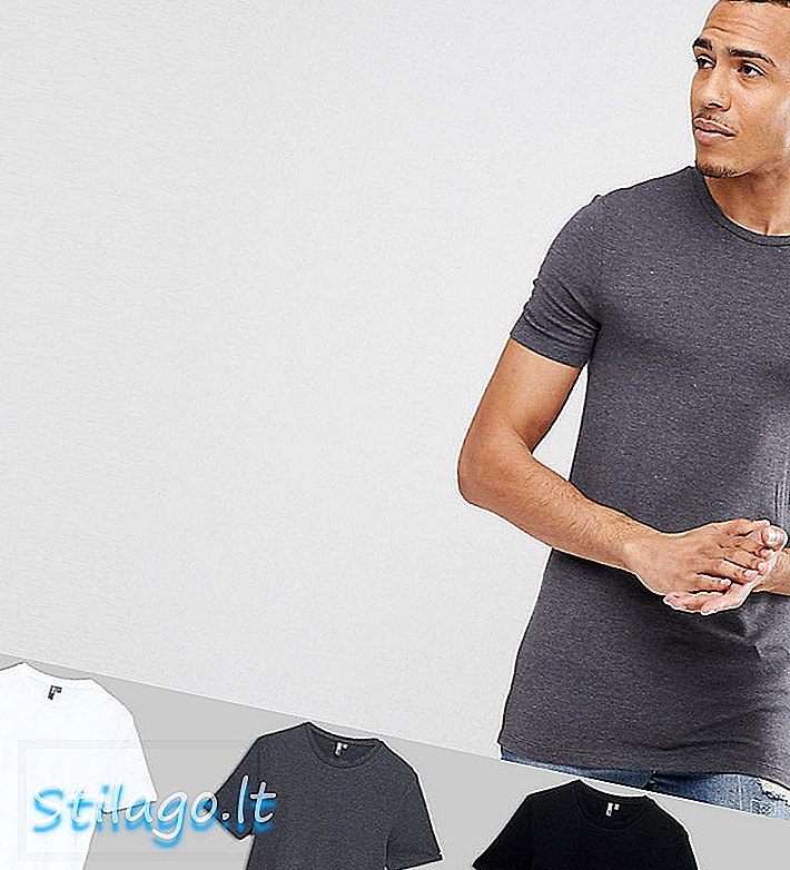 ASOS TASARIM Tall 3 paket kas fit ekip boyun t-shirt save-Multi