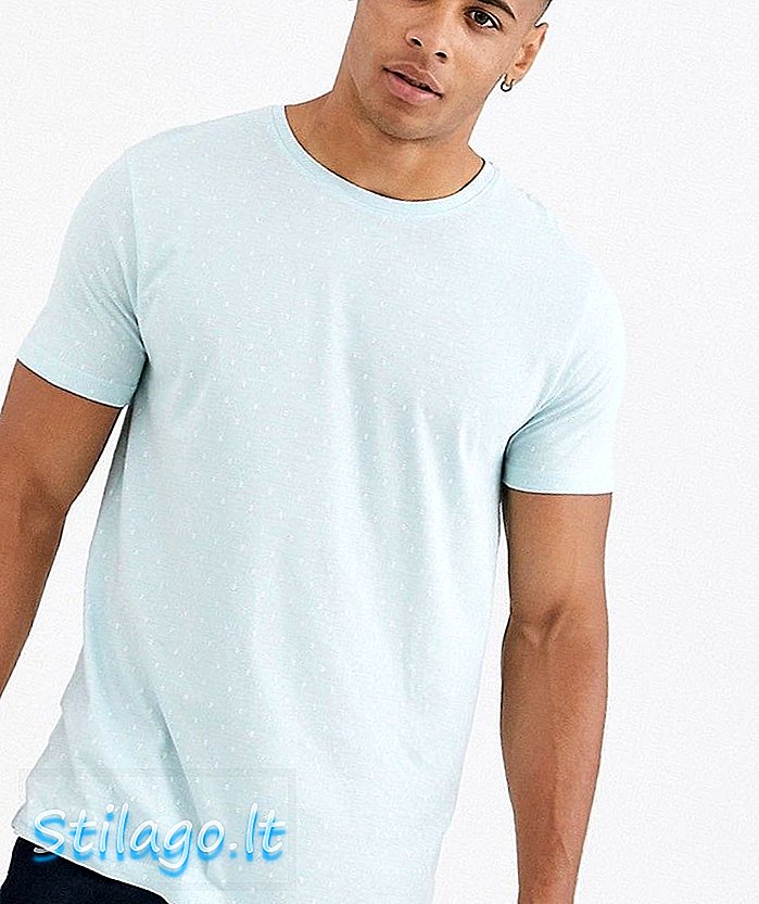 민트 블루 색상의 미니 프린트 에스프리 티셔츠