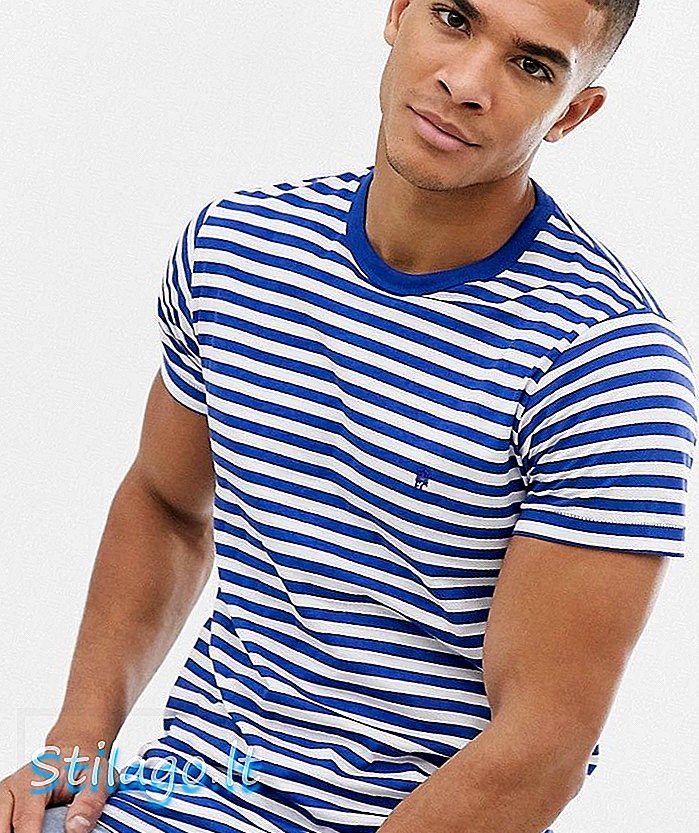 Тениска с ивица френска връзка-синя