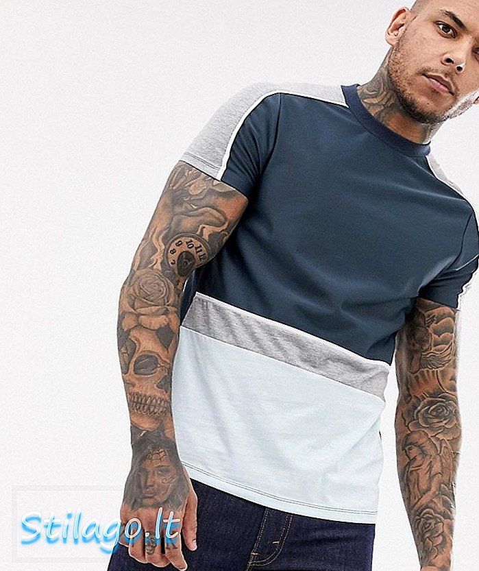 T-shirt ASOS DESIGN con blocco di colore in poliestere blu navy