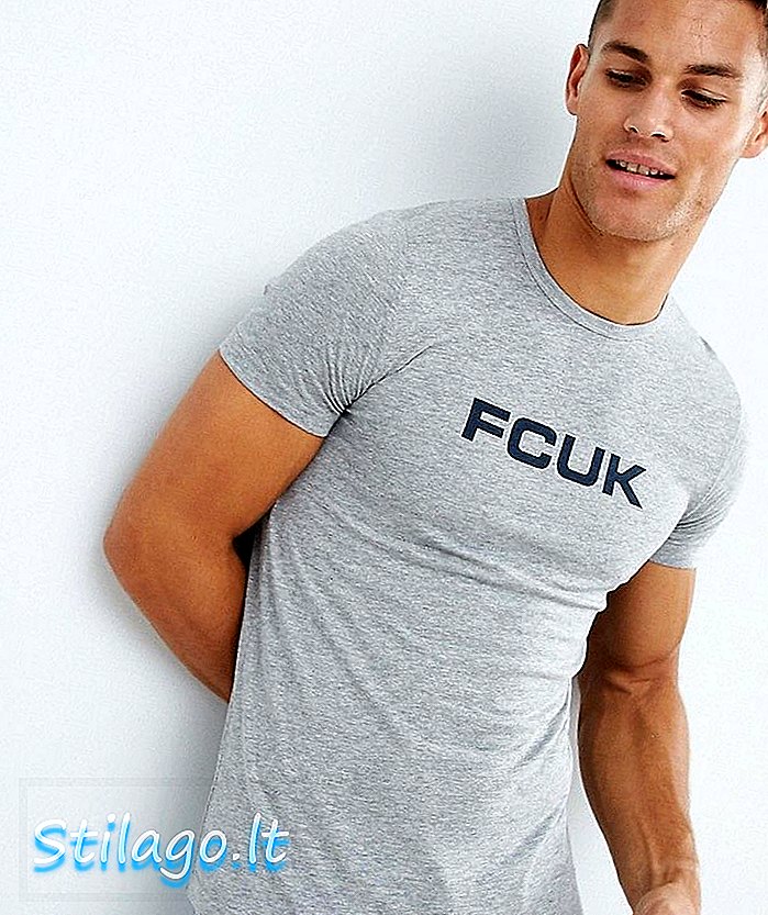 Majica s francuskim priključkom Fcuk Logo Majica-siva