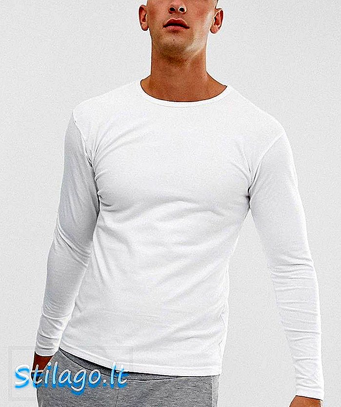 Maglietta Soul Star a manica lunga con vestibilità muscolare in bianco