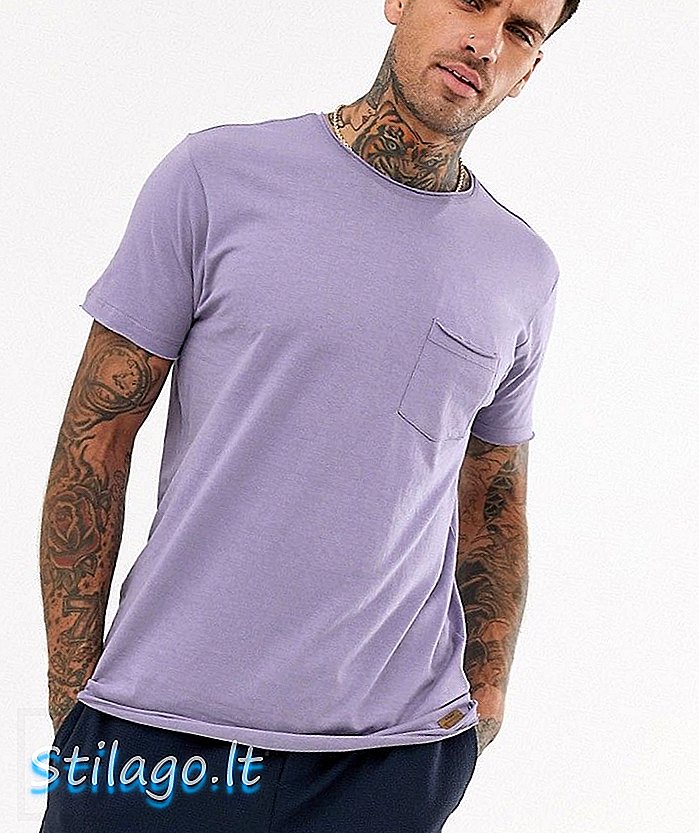 Brave Soul raw edge basic t-shirt-Purple