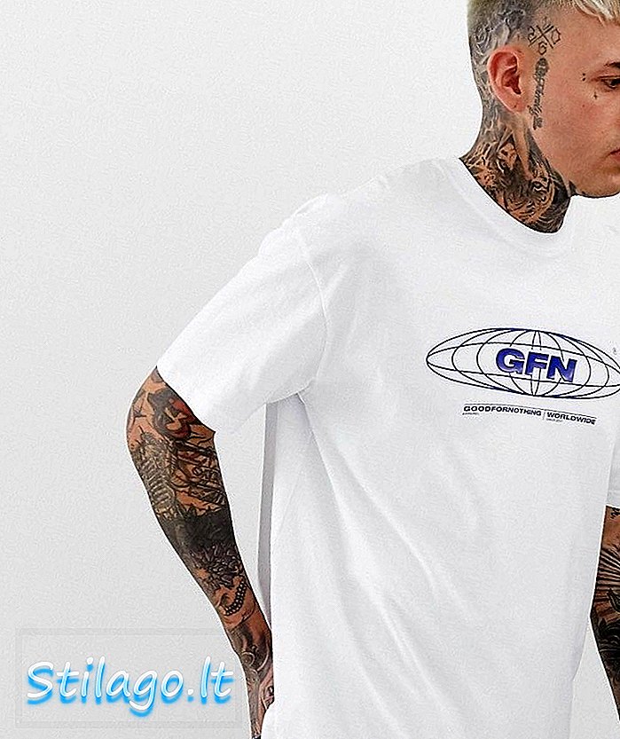 T-shirt oversize Good For Nothing em branco com logotipo da globo