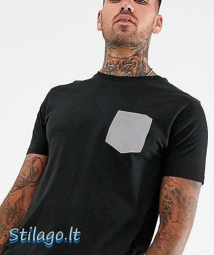 Brave Soul t-shirt met reflecterende zak-zwart