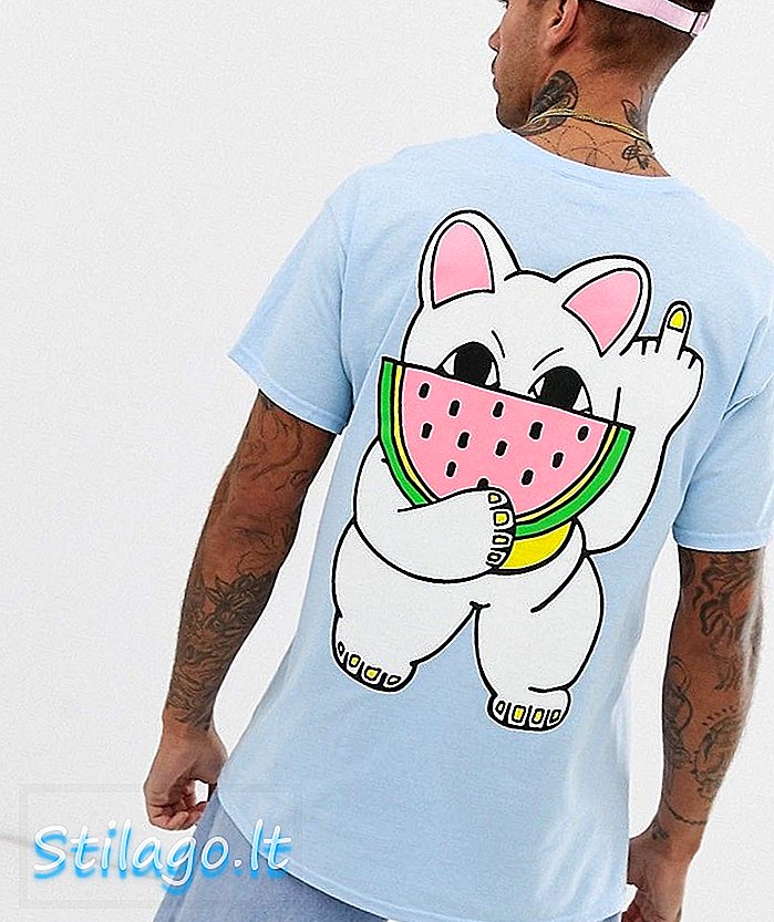 Ny Love Club melon kat-bagtrykt t-shirt i overdimensioneret-lilla