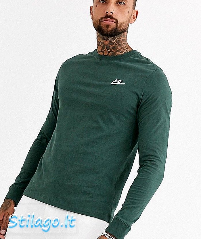 Тениска на Nike Club с дълъг ръкав в зелено