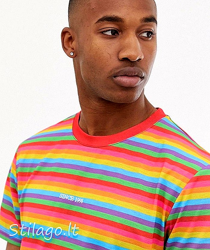 Urban Threads Regenbogen gestreiftes T-Shirt-Multi