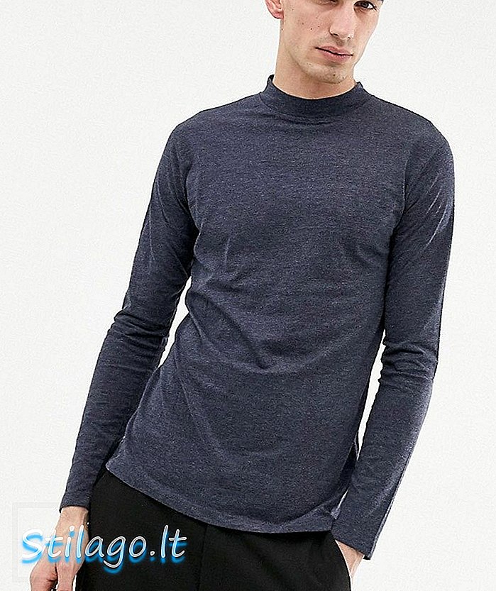 Atasan lengan panjang Lindbergh turtleneck dengan warna biru melange